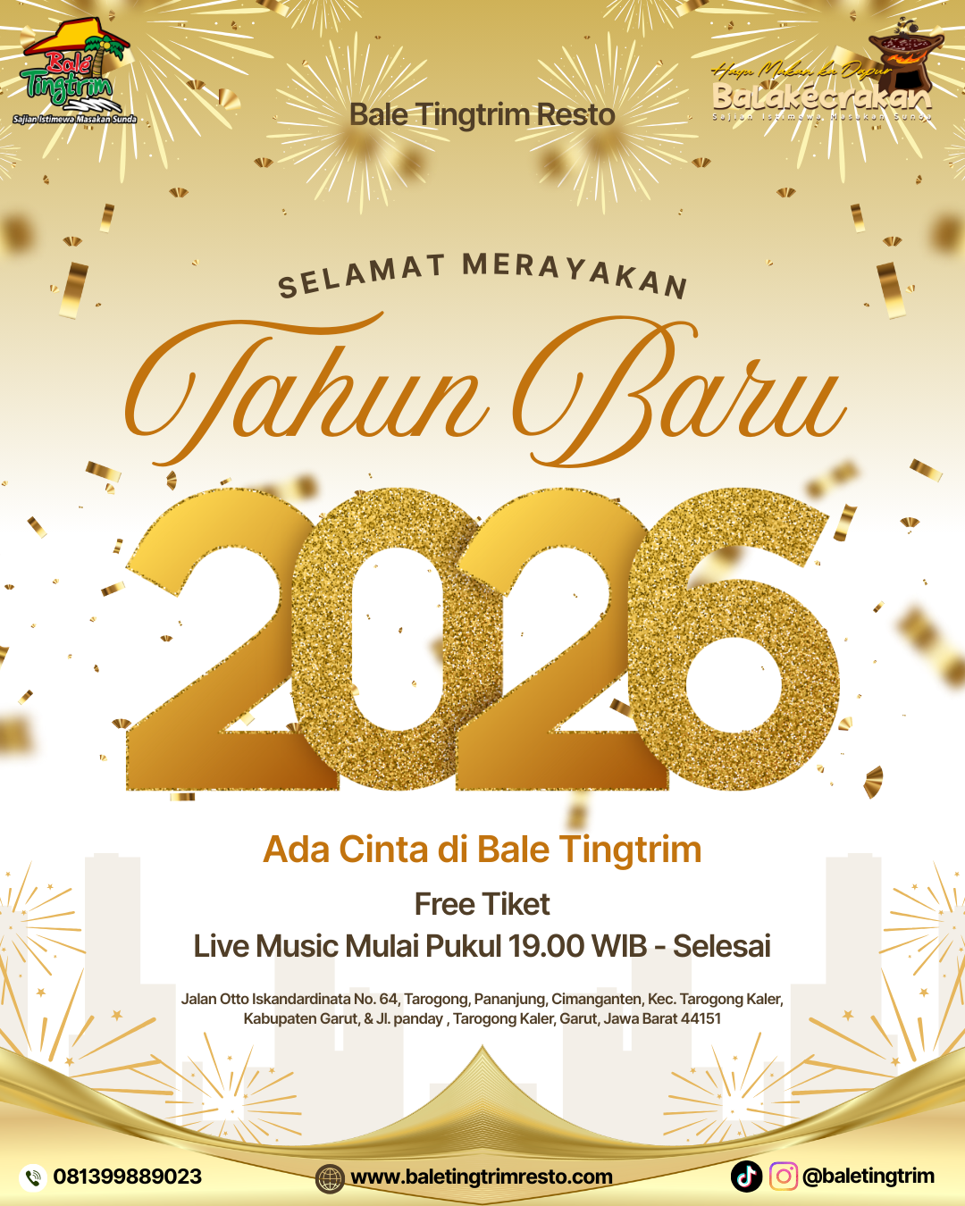 Bale Tingtrim Resto Mengucapkan Selamat Merayakan Tahun Baru 2026